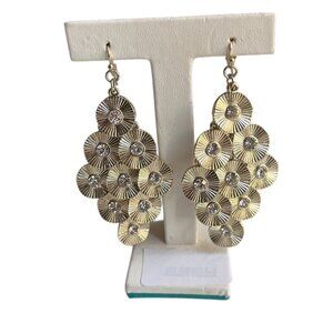 Simply Vera Vera Wang Floral Chandelier Earrings Crystal Gold Tone fishhook Back
